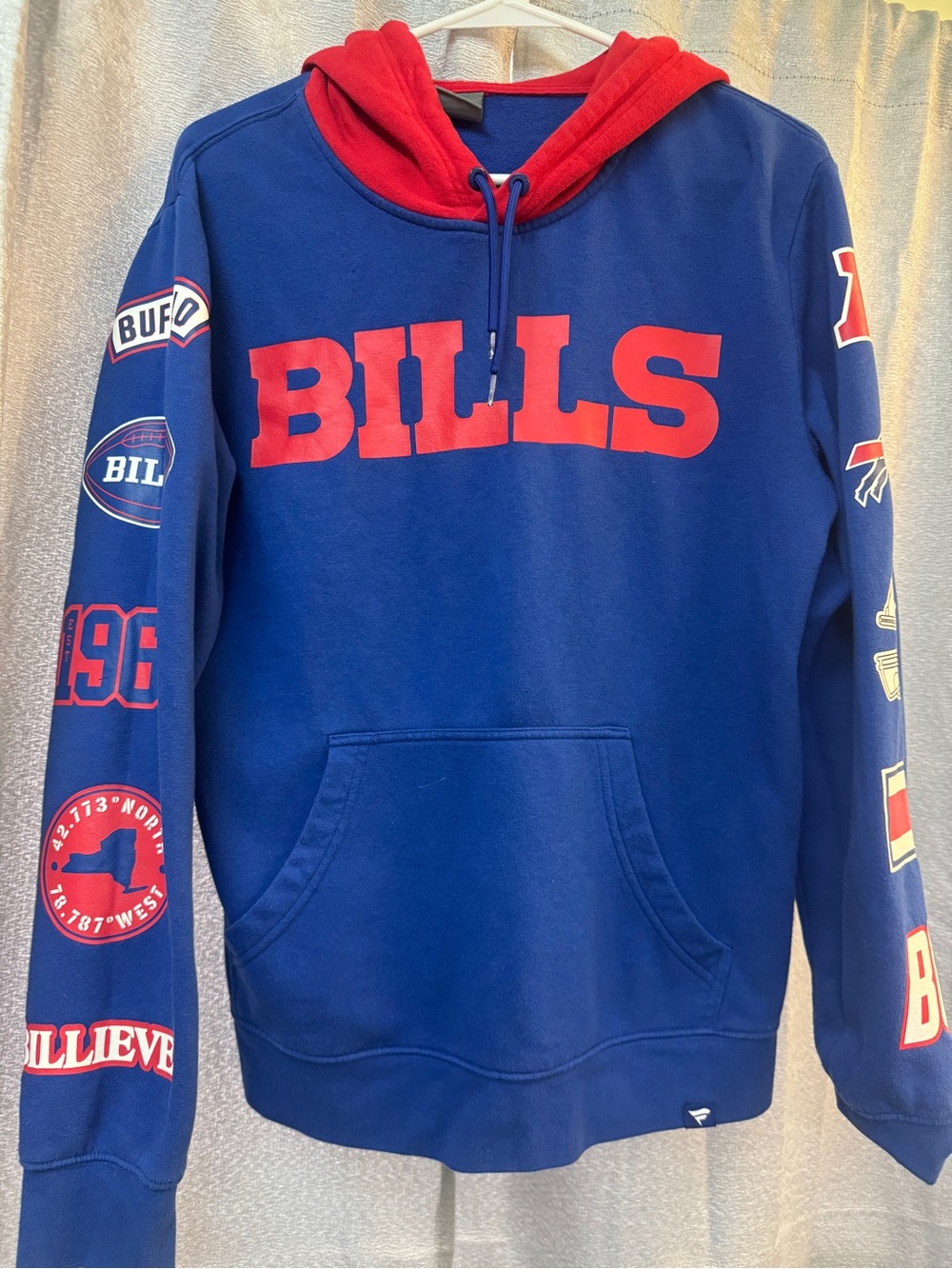 Fanatics Blue and Red Buffalo Bills Hooded Crewneck Sweatshirt